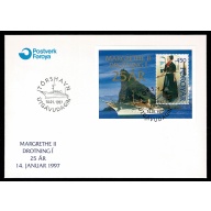 Faroes. 1997. Silver Jubilee Queen Margrethe. Miniature Sheet. FDC. SG MS320