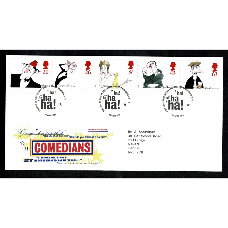 1998 Comedians. Philatelic Bureau FDI Handstamp. 23rd April 1998