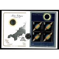 1999 Total Eclipse FDC. Cotswold Cover Land's End. Penzance Handstamp