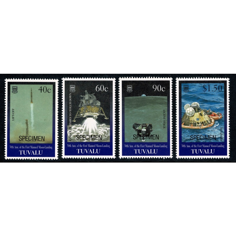 Tuvalu. 1999 30th Anniversary Moon Landing. Set 4 values. SG 841-844. SPECIMEN overprint