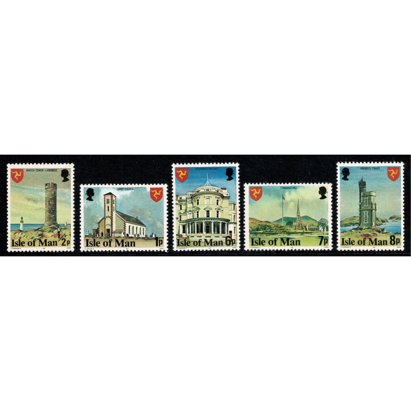 Isle of Man. 1978 Landmarks. Set of 13 values ½p - 16p. SG 111-123. Unmounted mint.