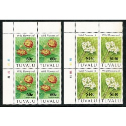 Tuvalu. 1993 Flowers. Set of 4 values in cylinder blocks. SG 664-667