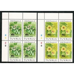 Tuvalu. 1993 Flowers. Set of 4 values in cylinder blocks. SG 664-667