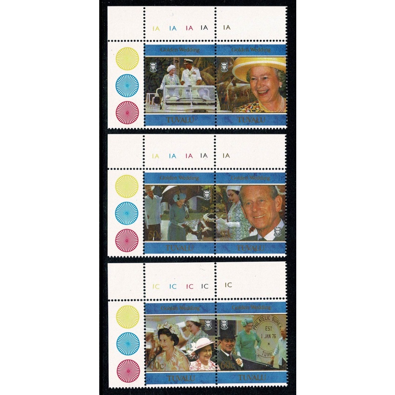 Tuvalu. 1997 Golden Wedding Queen Elizabeth II. Set of 6 values. SG 791-796.