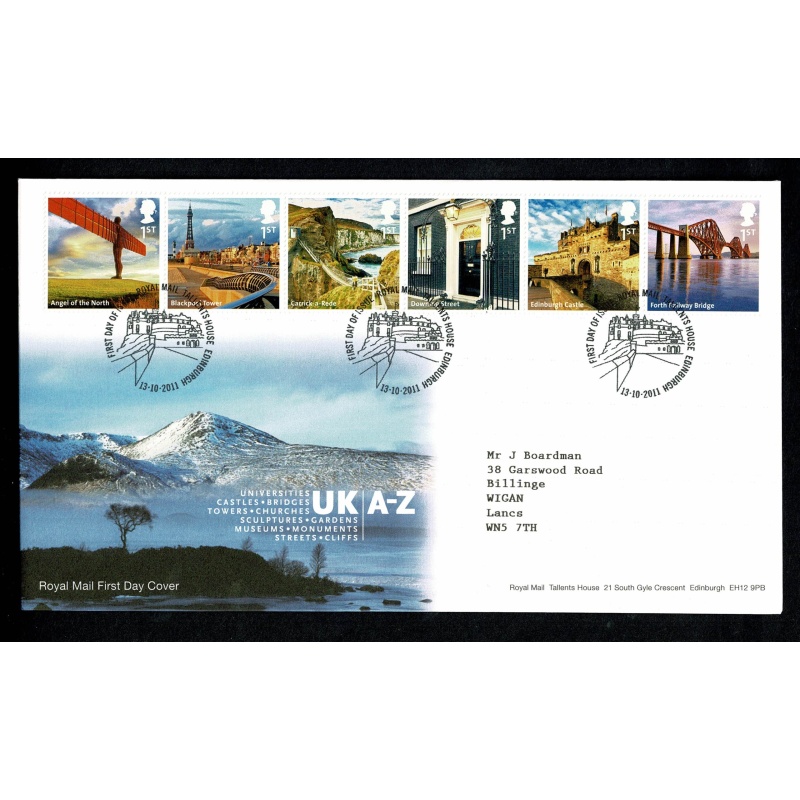 Set of 4 Covers. The UK A to Z. 2011-2012. Tallents House FDI Handstamps