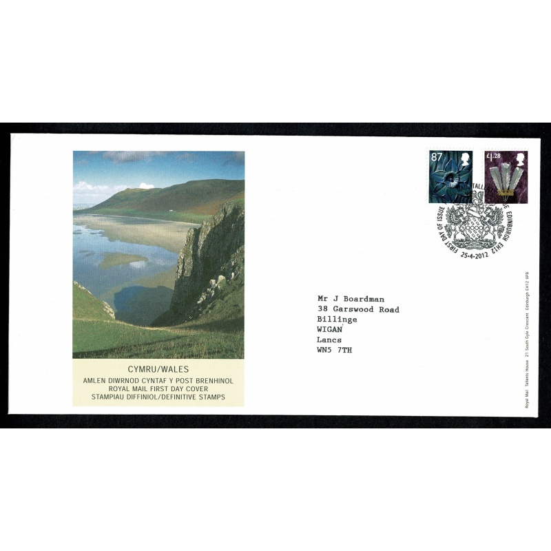 Set of 4 covers for regions. 87p. £1.28 Pictorial Regionals. "Tallents House" FDI Handstamp. 25th April 2012